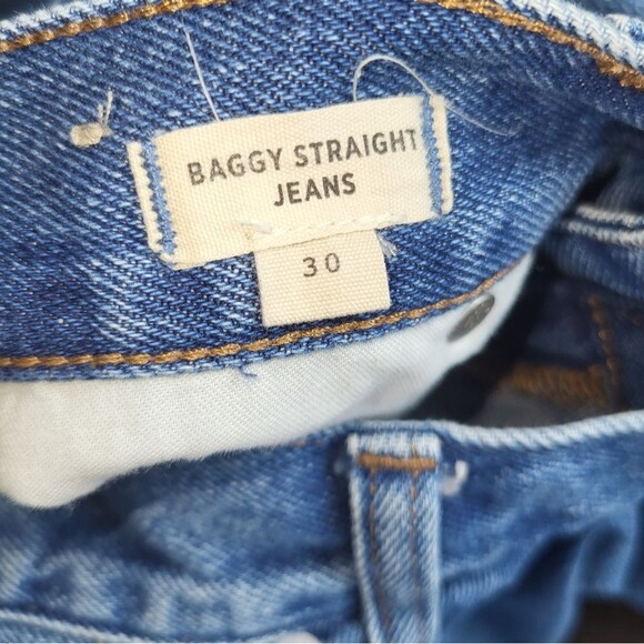 Madewell Baggy Straigh Leg Slit Hem Medium Wash High Rise Denim Jeans 30 - Picture 6 of 7